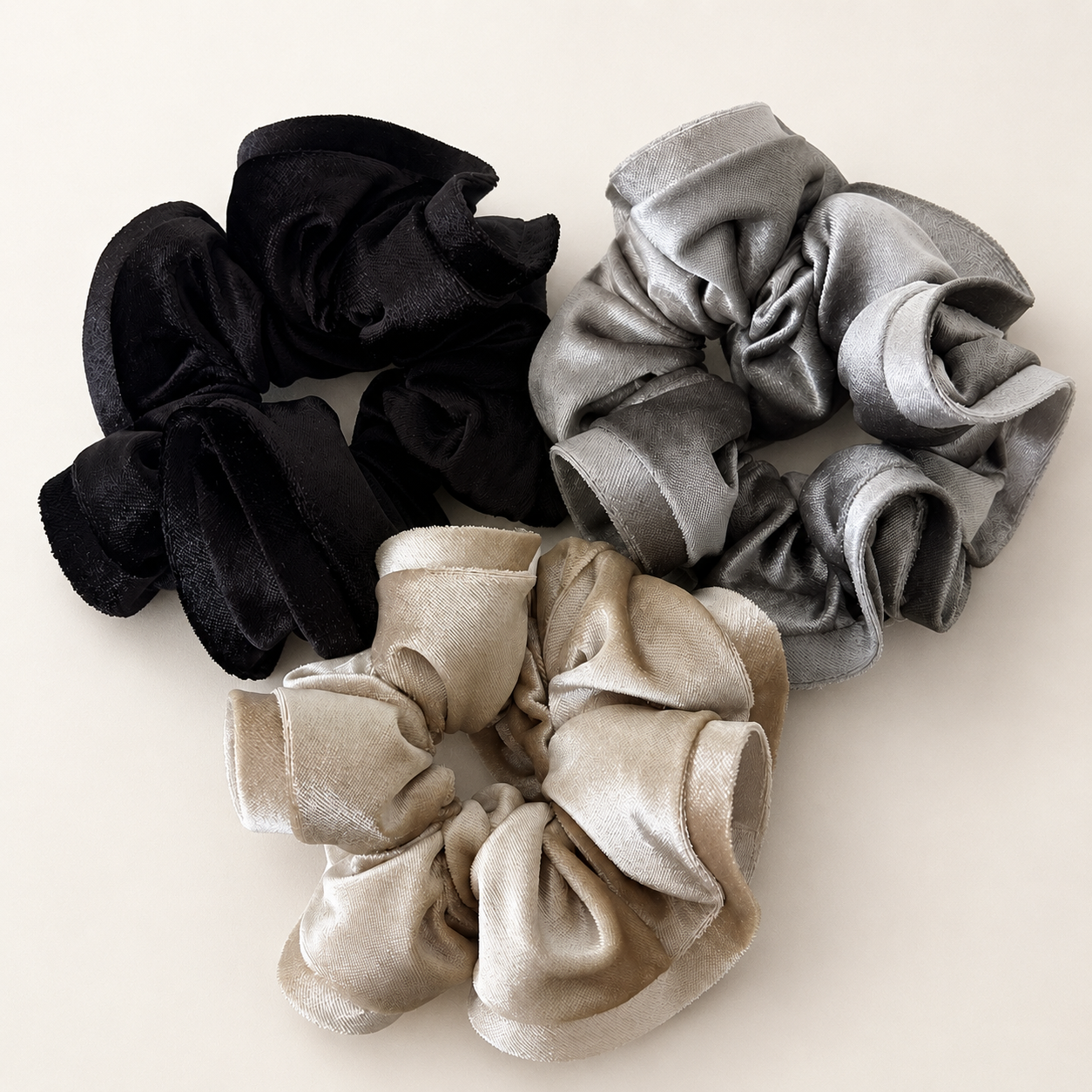 The Balance Brush Luxury Velvet Scrunchie Trio – Cool Tones (3-Pack)