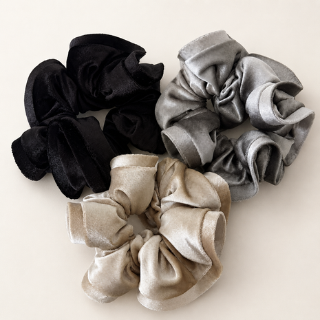 The Balance Brush Luxury Velvet Scrunchie Trio – Cool Tones (3-Pack)